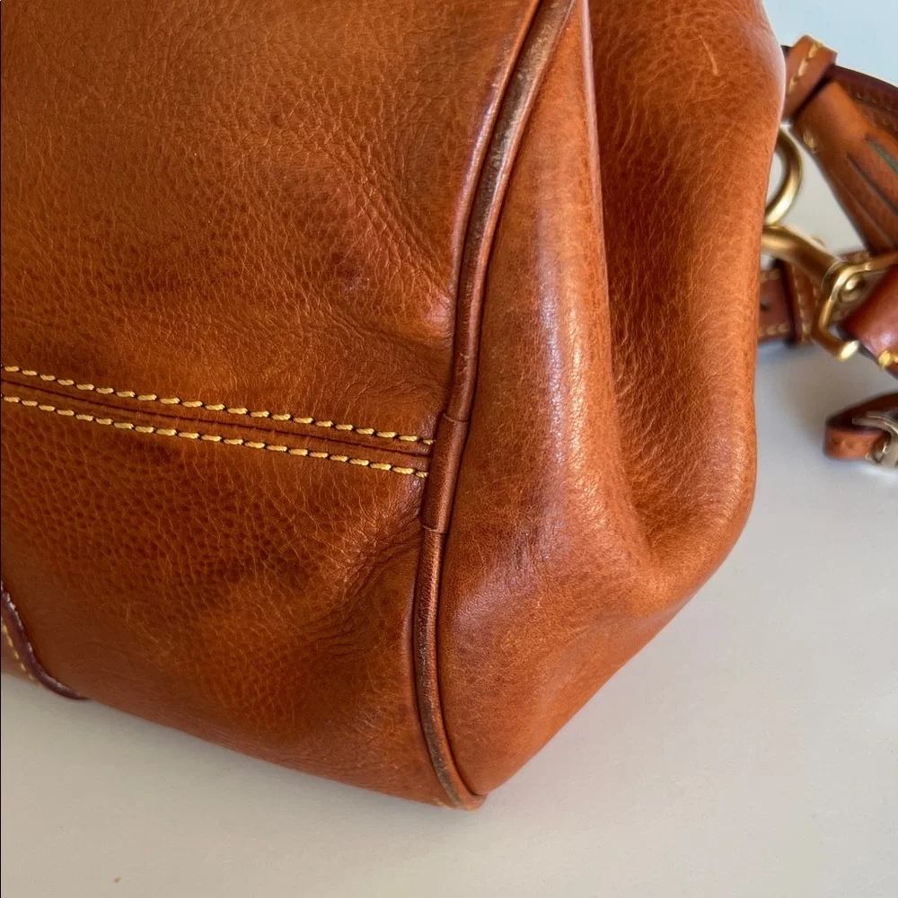 Dooney & Bourke Brown Leather Satchel with Gold Accents - Picture 8 of 9